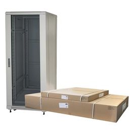 Armadio Rack 19" 27U 1388x600x1000mm Colore Grigio Porta Vetro Disassemblato