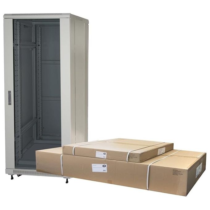 Link Armadio Rack 19'' 27U 1388x600x1000mm Colore Grigio Porta Vetro Disassemblato