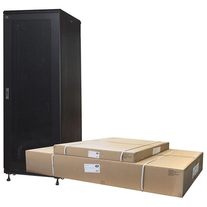 Link Armadio Rack 19'' per Reti 37u 1833x600x1000mm Colore Nero Porta Traforata Disassemblato