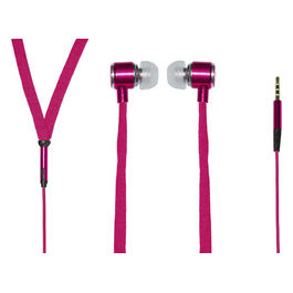 Link auricolari con microfono, plug 3,5 mm, cavo mt 1,2 piatto in tela, colore rosa