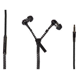 Link auricolari con microfono, plug 3,5 mm, cavo mt 1,2 apertura a zip colore nero