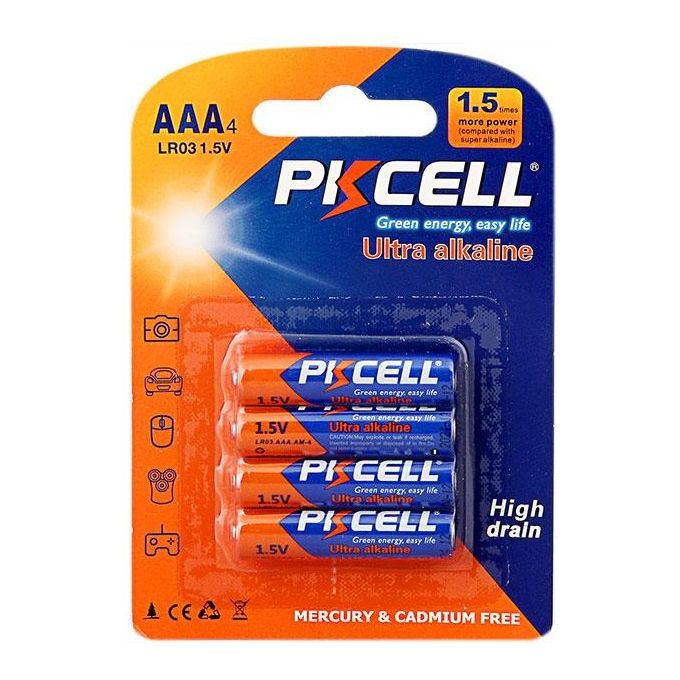 Pkcell batterie ultra alcaline AAA lr03 ministilo blister 4 pezzi