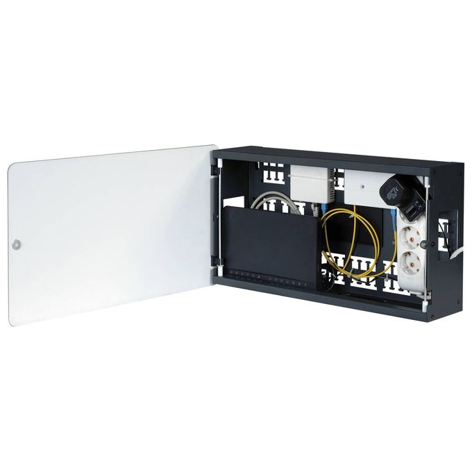 Link Box per Dispositivi Home con Porta in Vetro Nera 465x122x265mm Wi-Fi Box
