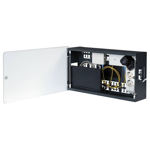 Link Box per Dispositivi Home con Porta in Vetro Nera 465x122x265mm Wi-Fi Box