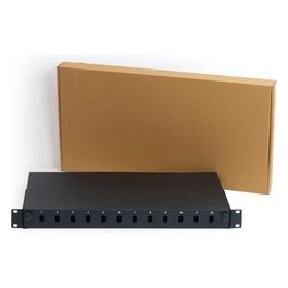 Cassetto Fibra Ottica 12 Porte per Adattatori Lc Duplex e Sc Simplex 1 Unita per Installazione 19" Nero Vuoto