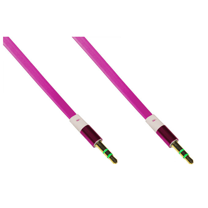 Link cavo audio jack 3,5 mm maschio/maschio piatto mt 1 colore rosa 3 poli