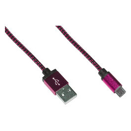 Link cavo micro usb mt 1 guaina intrecciata colore rosa/nero