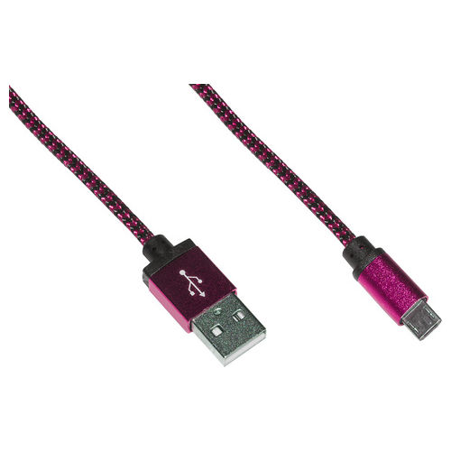 Link cavo micro usb mt 1 guaina intrecciata colore rosa/nero