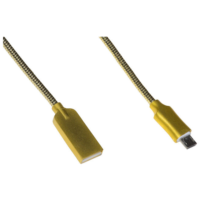 Link cavo micro usb mt 1 guaina zinco alluminio colore oro fino a 2 ampere connettore schermato