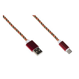 cavo usb tipo c mt 1 guaina intrecciata colore rosso/oro fino a 2 ampere