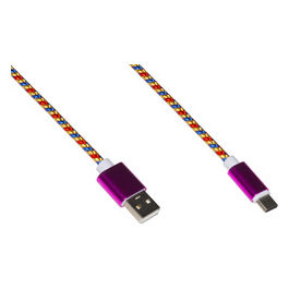 cavo usb tipo c mt 1 guaina intrecciata colore vermiglio/oro/blu fino a 2 ampere