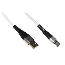 Cavo Usb Tipo C 1mt Guaina Intrecciata con Protezione Flessibile sul Connettore Bianco
