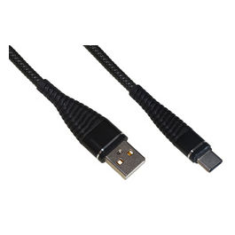 Cavo Usb Tipo C 12mt Cavo a Spirale Nero con Protezione Flessibile sul Connettore