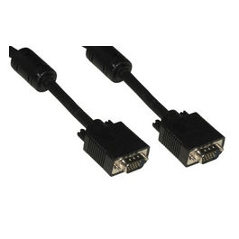 Cavo Vga Monitor 15 Poli Maschio/Maschio 3mt con Ferrite con 15 Fili Collegati Colore Nero
