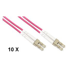 Confezione 10 Cavi Fibra Ottica Lc a Lc Multimode Duplex Om4 Guaina 2 Mm 50/125 Mt.3
