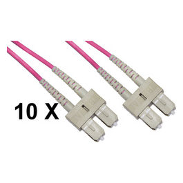 Confezione 10 Cavi Fibra Ottica SC a SC Multimode Duplex Om4 Guaina 2mm 50/125 3mt