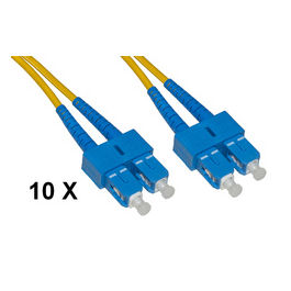 Confezione 10 Cavi Fibra Ottica SC a SC Singlemode Duplex Os2 Guaina 2mm 50/125 2mt