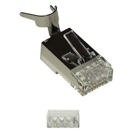 Link Confezione 10 Plug Schermati 8 Poli Rj45 per Cavo fino a 1,5mm 2 Cat 5e 6 e 7 con Inseritore per Cavo Solido o Flessibile