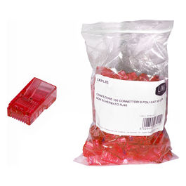 Link Confezione 100 Connettori 8 Poli Cat 5e Utp non Schermato Rj45 Rosso