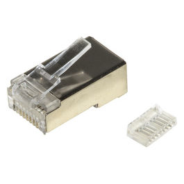 Link confezione 100 connettori 8 poli cat 5e schermato rj45 con inserto per cavo flessibile