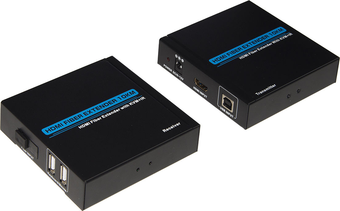 Link Estensore Hdmi 1080p Tramite Fibra Ottica fino a 10Km con Supporto Infrarossi e Porte Usb per Tastiera e Mouse