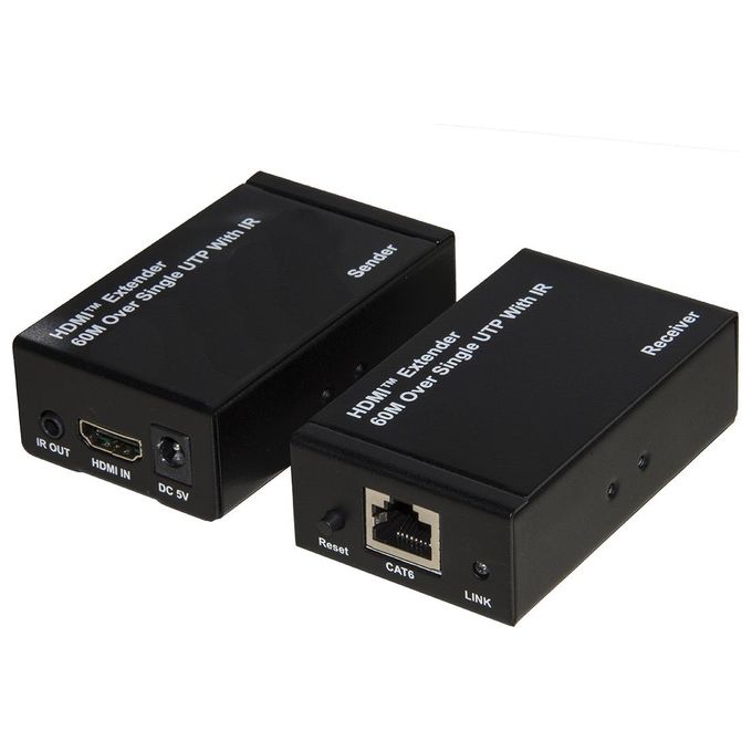 Link Estensore Hdmi Tramite Cavo Cat5/6 Fino a 60mt Full Hd con Sensori Infrarossi per Telecomandi