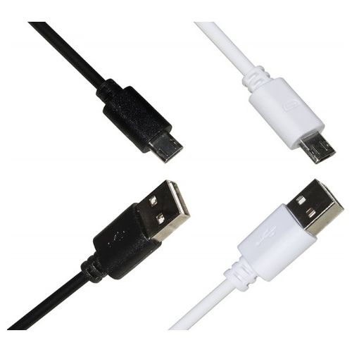 Link Kit 2 Cavi Usb Micro Usb con Connettori Reversibili 1mt Fino a 2 Ampere Bianco/Nero