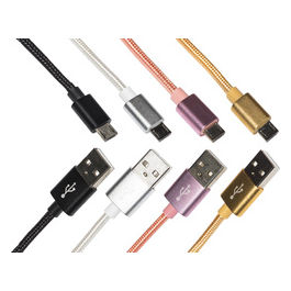 Link Kit 4 Cavi Micro Usb 1mt Guaina Intrecciata Nylon Fino a 2 Ampere Bianco/Nero/Rosa/Oro