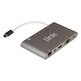 Link LKDOCK7 Docking Station Usb-C 11 Porte 3 x Video Usb-C 3 x Usb 3.0 Rj45 2 x Card Reader