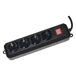 multipresa 4 prese universali ita/schuko 10/16 a - spina 16 a con interruttore colore nero