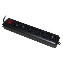 multipresa 6 prese universali ita/schuko 10/16 a - spina 16 a con interruttore nera