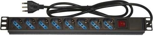Link multipresa da rack 19'' 8 prese universali con interruttore spina italiana 16a