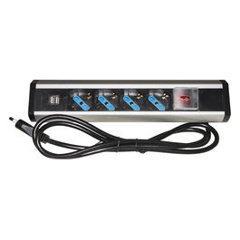 Multipresa da Tavolo 4 Prese Universali con 2 Porte Usb e Interruttore con Coperchio di Protezione Cavo 1,80mt Spina Tripolare Italiana 16A