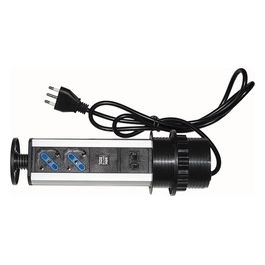 multipresa da tavolo a scomparsa con 2 prese 16a femmina ita/schuko, 1 rj45, 1 rj11, 2 usb
