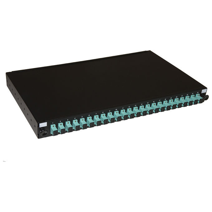 Link Pannello Fibra Ottica 19'' con 24 Adattatori Sc Simplex Om3 Profondita' 250mm con Pigtail Installati Nero