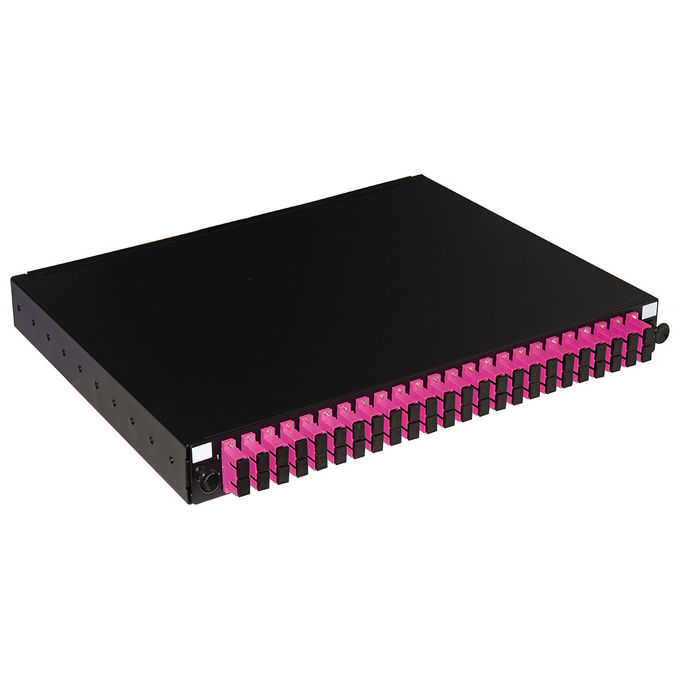 LINK pannello fibra ottica 19 con 24 adattatori sc duplex om4 profondita 250 mm con 48 pigtail installati colore nero