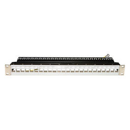 Pannello Patch Vuoto in Metallo con Barra Supporto Posteriore per Connettori Schermati con Presa a Terra Viti Incluse Grigio