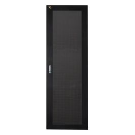 Porta in Metallo Traforata Nera per Armadi 32u Larghezza 600mm con Serratura