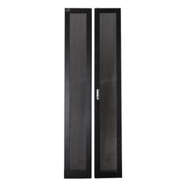 porta in metallo traforata nera a 2 ante per armadi 42u larghezza 600mm con serratura