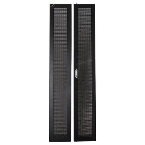 porta in metallo traforata nera a 2 ante per armadi 42u larghezza 600mm con serratura