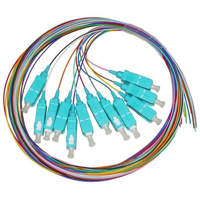 Link set 12 cavi pigtail fibra ottica colorati connettori sc om3 simplex 1 mt
