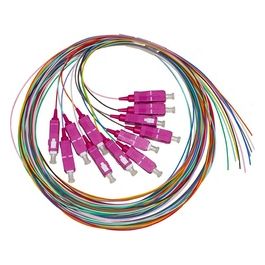 Link set 12 cavi pigtail fibra ottica colorati connettori sc om4 simplex 2 mt