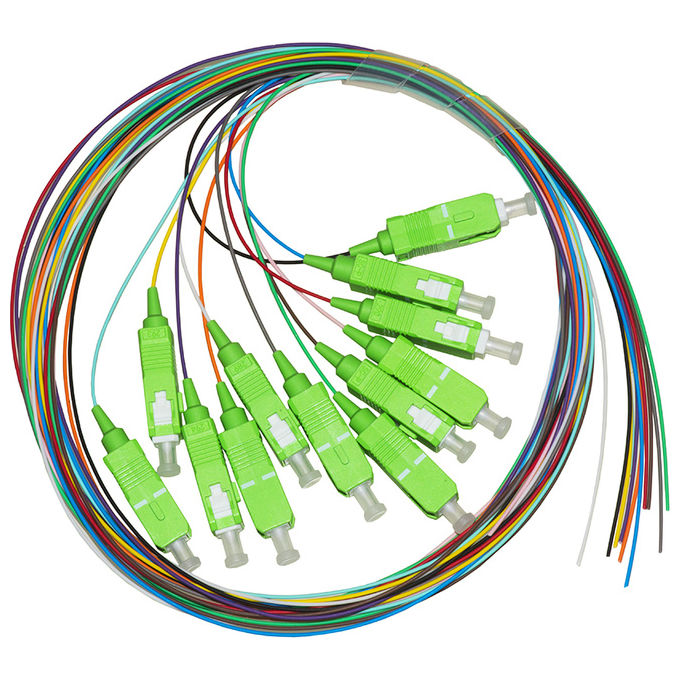 Link set 12 cavi pigtail fibra ottica colorati connettori sc apc singlemode 9-125 os2 simplex 2 mt