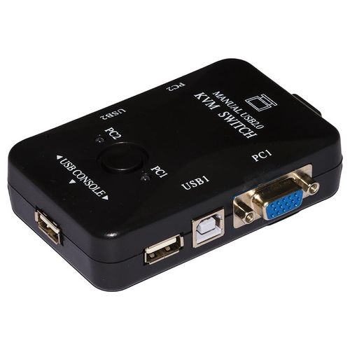 Link switch kvm per 2 pc usb/vga con 1 mouse, 1 tastiera usb e 1 monitor vga con cavi inclusi