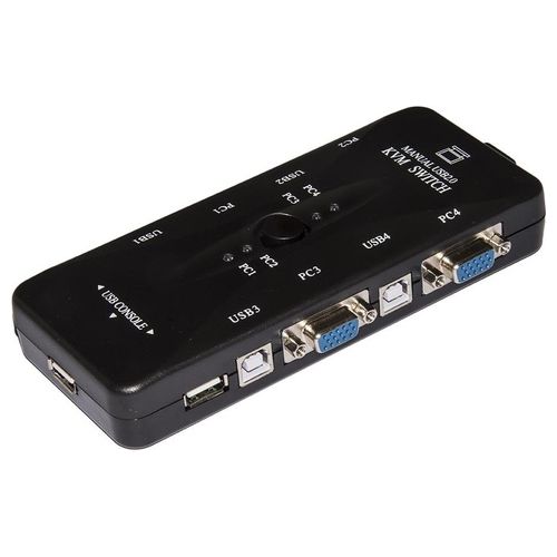 switch kvm per 4 pc usb/vga con 1 mouse, 1 tastiera usb e 1 monitor vga con cavi inclusi