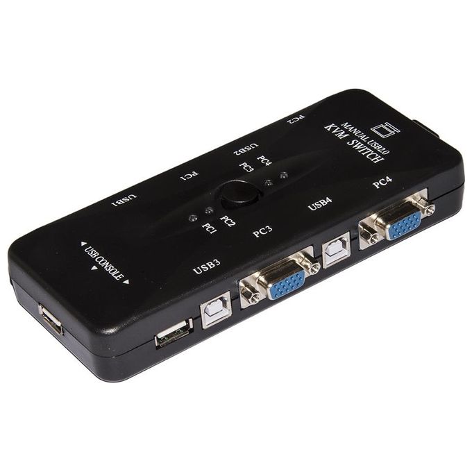 Link switch kvm per 4 pc usb-vga con 1 mouse, 1 tastiera usb e 1 monitor vga con cavi inclusi
