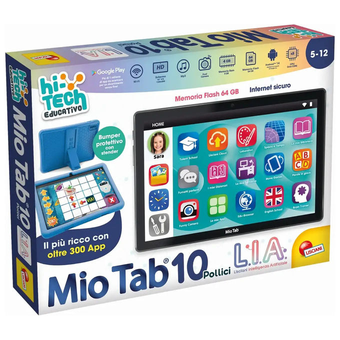 Lisciani Tablet Educativo 10'' Mio Tab L.I.A. con AI 64GB Android 14