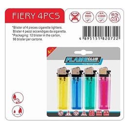Accendino Pietra Usa e Getta Decorato 4 Pezzi Fiery