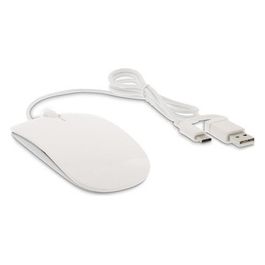 Easy Mouse USB-C con 2 Pulsanti e Rotella Finitura Bianco e Alluminio Argento