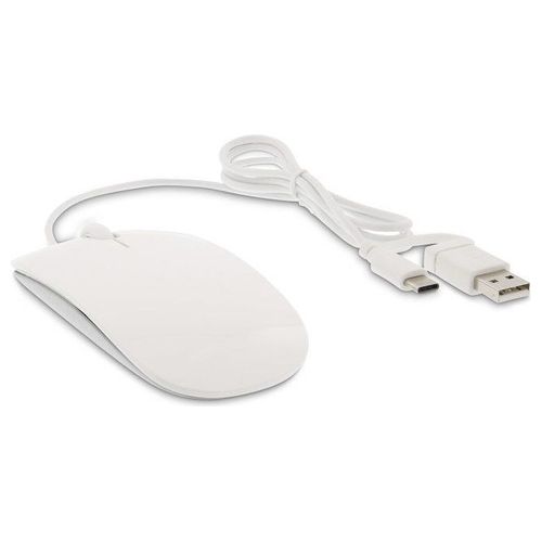 LMP Easy Mouse USB-C con 2 Pulsanti e Rotella Finitura Bianco e Alluminio Argento